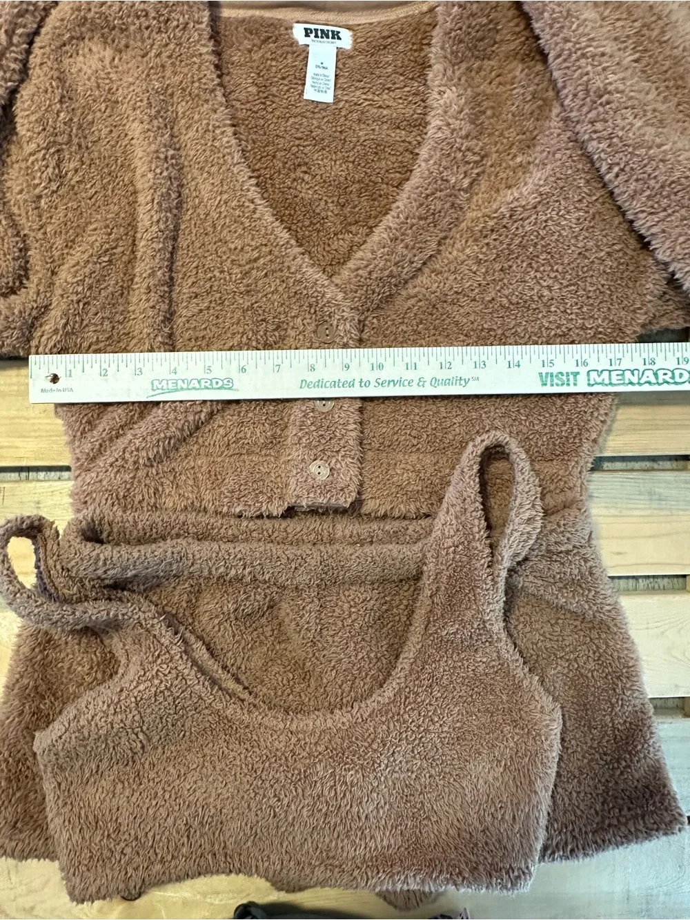 Pink Victoria secret CO-ZZZY FLEECE BOXY pj set toffee size medium